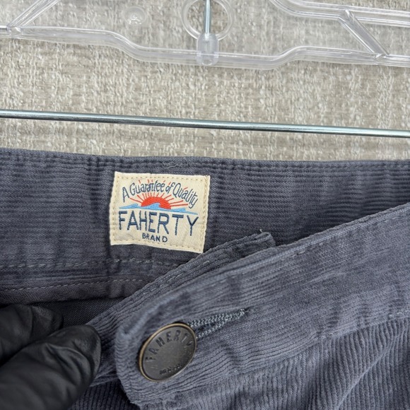 Faherty Pant Men 36x32 Gray Stretch Terry Corduroy 5 Pocket Slim Straight Preppy - Picture 3 of 15